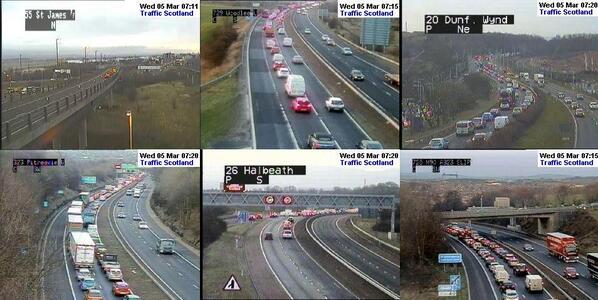 trafficscotland's tweet image. Fife: All lanes now open on the #A90 #ForthRoadBridge - however  - LONG delays on #M90 SB from Halbeath: