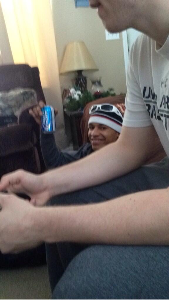 DerekAustin91's tweet photo. What friends do at my house at 11am on snow days. http://t.co/O8tcLQKmod