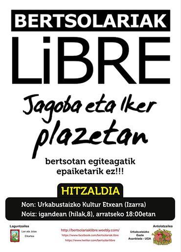 BertsolariLibre's tweet photo. (HITZALDIA) Izarran igande honetan #bertsolariaklibre http://t.co/uCfEmVPVp2