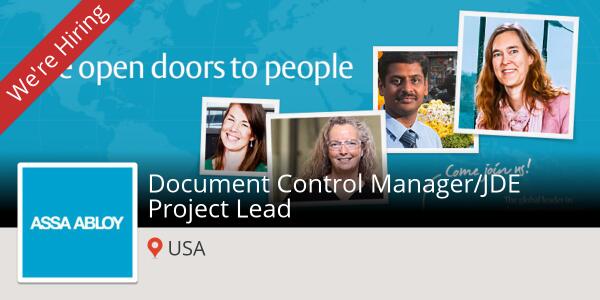 ASSAABLOYAMERIC's tweet photo. ASSA ABLOY is looking for a Document Control Manager/JDE Project Lead (USA) http://t.co/8YzWnnVyye #job http://t.co/POkawOVYDt