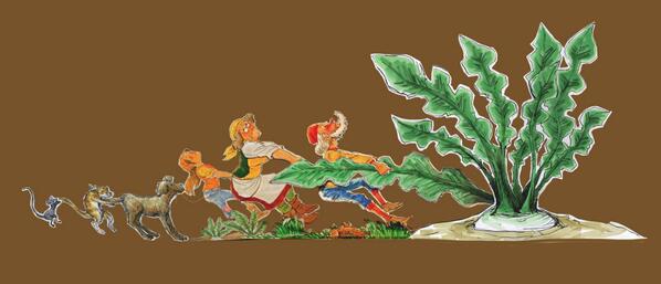 お絵かき工作教室とかイラストとか ととら堂 ヨミキカセの会で使用した おおきなかぶ のペープサートです ボール紙ながら 関節を付けて うんとこしょどっこいしょ 葉っぱを引っ張る動作が出来るように作りました Http T Co Gfbwsrigde