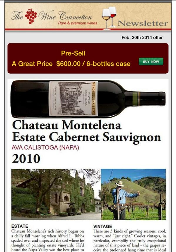 WineConnection's tweet image. Special offer! #ChateauMontelena