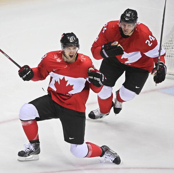 SportsCenter's tweet photo. CANADA ADVANCES TO GOLD MEDAL GAME!  Carey Price shuts out Team USA 1-0.  USA will play Finland for the bronze. http://t.co/UL2fvki4sX