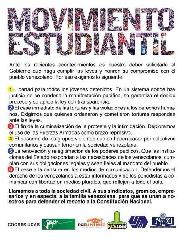 fariasjoseluis's tweet image. "@JuanRequesens: Comunicado del MOV. ESTUDIANTIL  RT MASIVO"