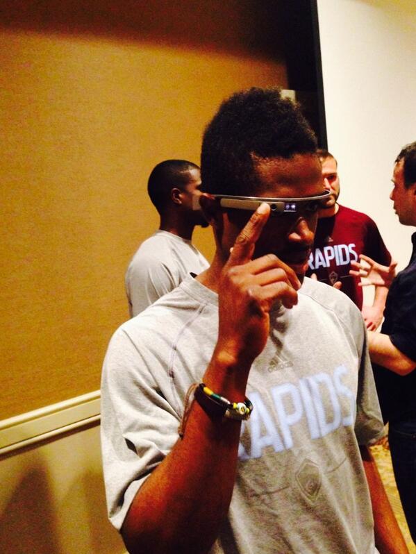 strika09's tweet photo. I get to try on the google glass today it's pretty awesome!!! http://t.co/PexBNiQNAx