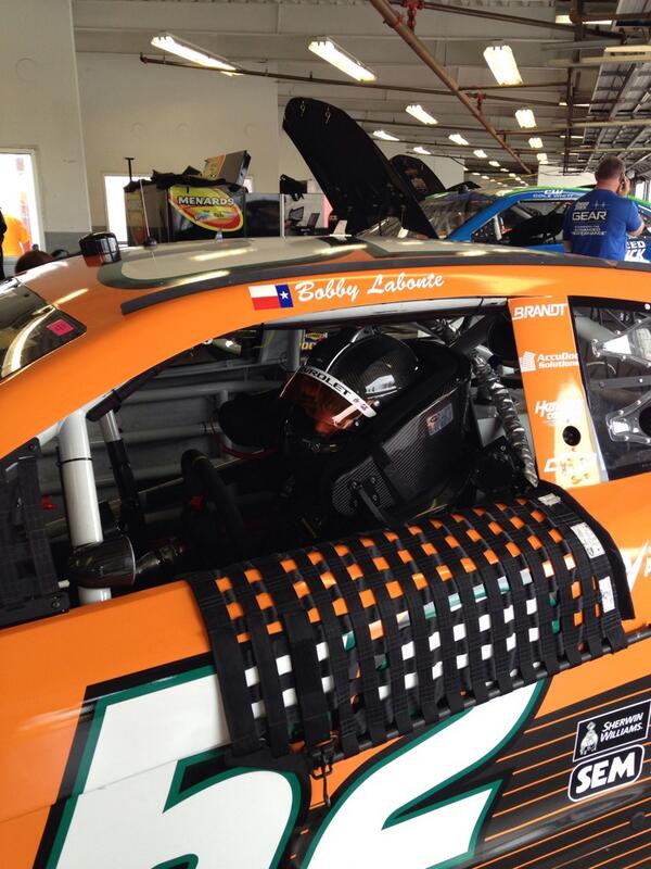 TeamHSM52's tweet photo. Making some adjustments during practice. Going back out for a single-car run. Currently P-10. #NASCAR http://t.co/Jjy3XugYGe