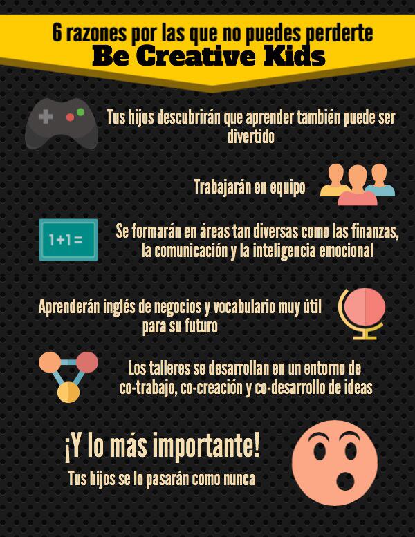 BeCreativeConf's tweet image. ¡6 razones por las que no puedes perderte #BeCreativeKids el próximo jueves 27! Inscríbete en bit.ly/MgesS4