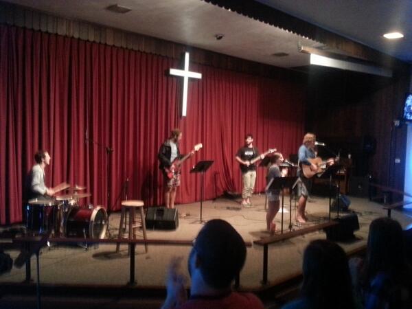 matthoran's tweet photo. New @semheights worship leader @mikedmob is recruited to play drums for #confirmation2014 @WarrenWillisCmp! http://t.co/ipZVbdA19c