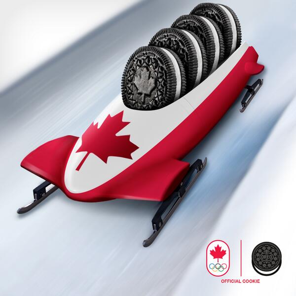 Oreo's tweet image. The competition might get hairy... but Team #Beardmode is hairier. Good luck to our @CDNOlympicTeam! #prideandjoy