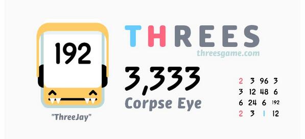 CorpseEye's tweet image. Perfect! @ThreesGame! threesgame.com