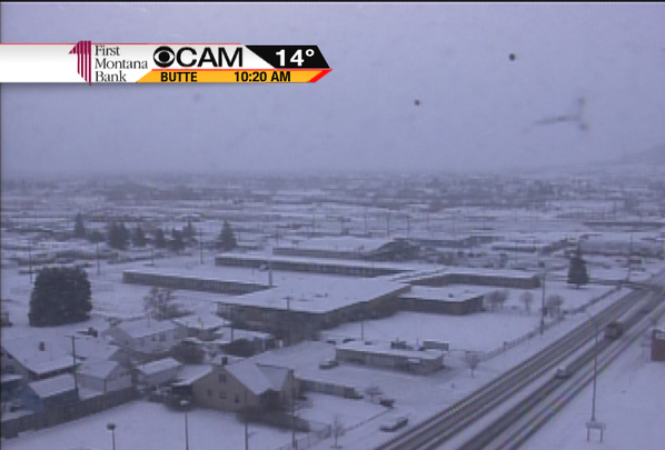 Light snow &amp; cold air digging into #Butte at 10am. Visibility is down to 1.75 miles. #MTwx bit.ly/1bnrsjU