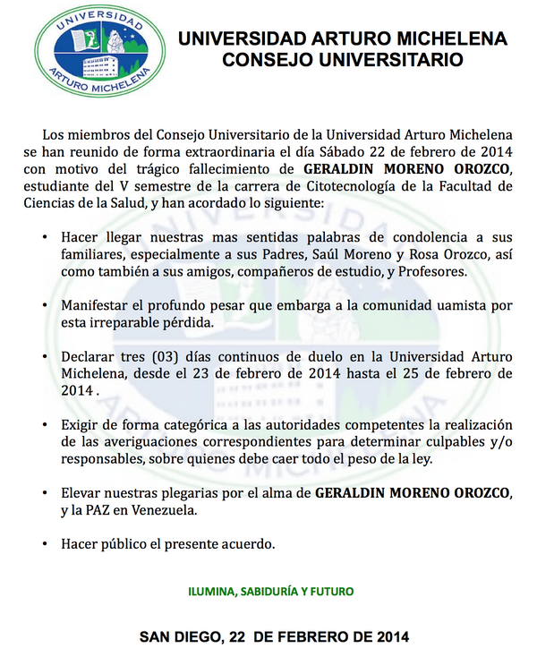 daceuam's tweet photo. Pronunciamiento del Consejo Universitario UAM por el trágico fallecimiento de nuestra estudiante Geraldin Moreno http://t.co/BexhGIoz9W