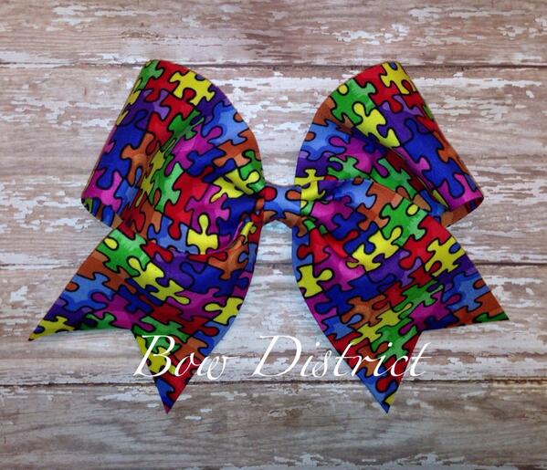 Bowdistrict's tweet photo. #cheerbows #autism #autismawareness http://t.co/WCeeOQsd3n