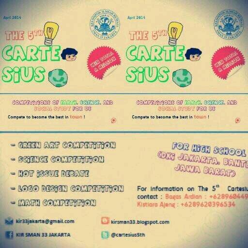 KIR SMA N 33 Jakarta proudly present "The 5th Cartesius" Come on, take part!  (via @Cartesius5th)
