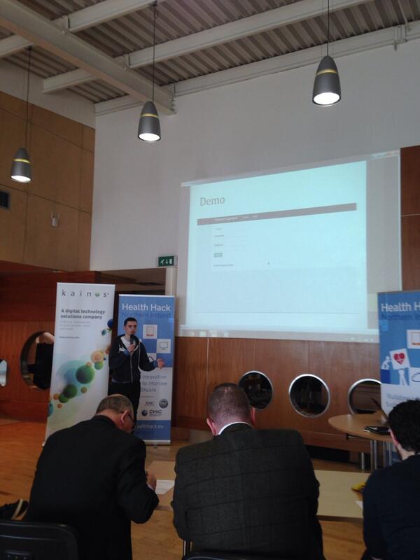 HealthHackEU's tweet image. Team PatientConnect doing a live @twilio demo @ #healthhackni awesome job guys.