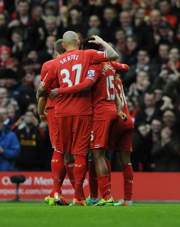 LFC's tweet image. HALF-TIME: That was an action-packed half, to say the least, which ends with the home side leading 3-2 #LFC 3-2 #SCFC