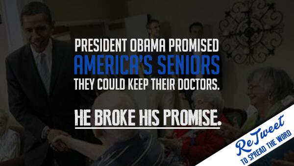 SpeakerBoehner's tweet photo. President Obama promised America's seniors they could keep their doctors...he broke his promise. http://t.co/pm51LpFi7H