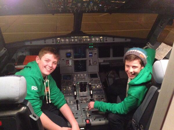 FSLnews's tweet photo. Thankfully the pilots arrived to take over from these two! #workexperience #onceinalifetime http://t.co/cEGSkubrZ5