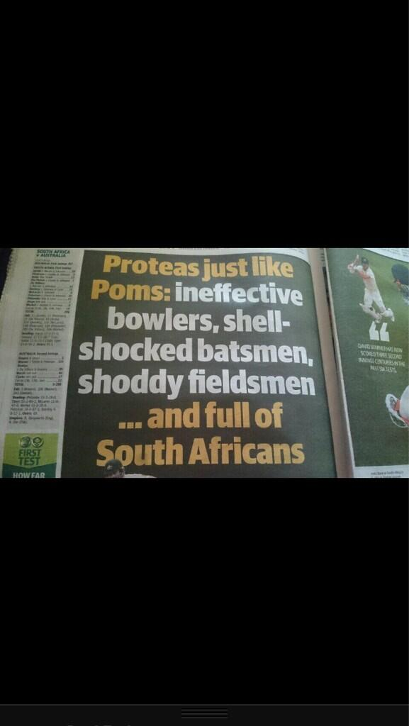 wonder what the Australian newspaper that printed this last week has to say about this? #proteas ” just a reminder !