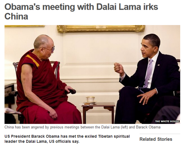 margaretlee128's tweet photo. U.S President Obama's support to Tibetan leader is a act of encouraging split of the Chinese territory. @COM3119CityU http://t.co/69m4N64Sfh