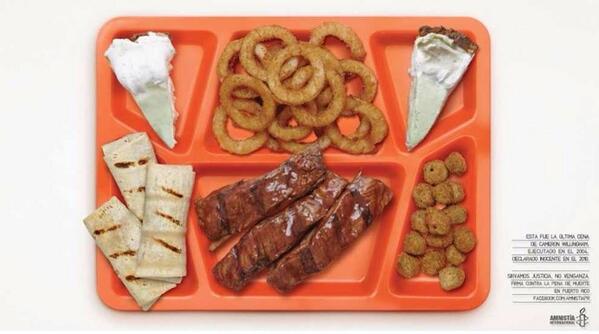 lilithhasmilk's tweet image. @amnesty made a statement with this #photo of #lastmeal of a #deathrowinmate