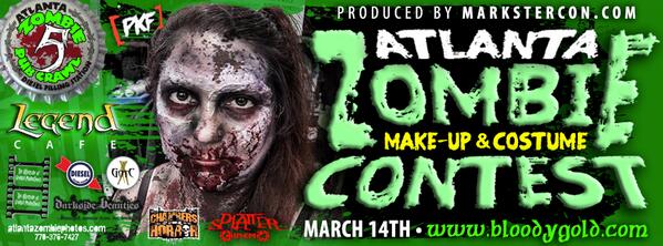 ConTourage's tweet image. ZOMBIE MAKE-UP CONTEST on March 14th in #Atlanta BloodyGold.com @DieselAtlanta #twd #thewalkingdead #zombies