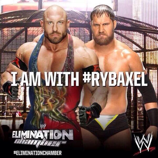 stevecomedian's tweet image. I Am With #Rybaxel! @Ryback22 and @RealCurtisAxel!! #RybackRules #BetterThanPerfect #EliminationChamber #WWEChamber