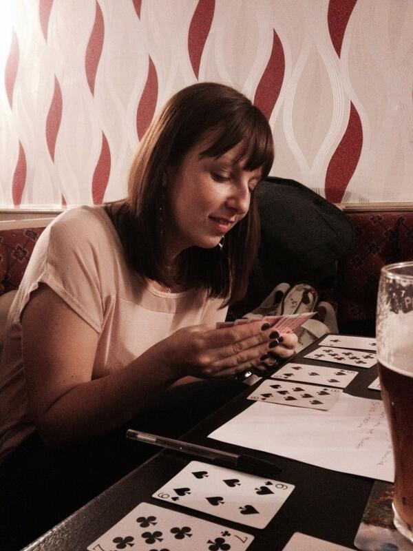 wilkojr's tweet image. @amandajw83 concentrating #cardbingo #tense