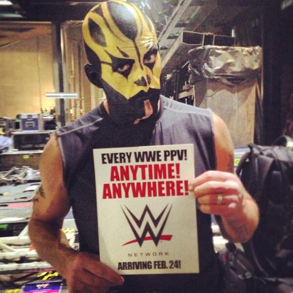 WWE's tweet photo. .@Goldust says... anytime, anywhere. #WWENetwork tomorrow (Monday). 9 am EST. #BackstageGram http://t.co/khXParuzSm http://t.co/PkECGbZO7W