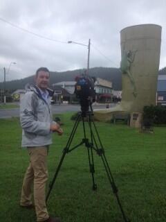 Chris_Campey's tweet photo. Reporting from #Tully #GoldenGumboot on missing #Bowen Big #Mango on @tennewsqld tonight #mangogate #youreadright http://t.co/49EsL70YHr