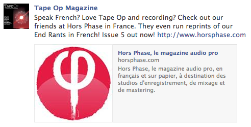 HorsPhaseMag's tweet photo. Thanks to our friends at @tapeopmag !
You rock ! http://t.co/sODYUlSHmA