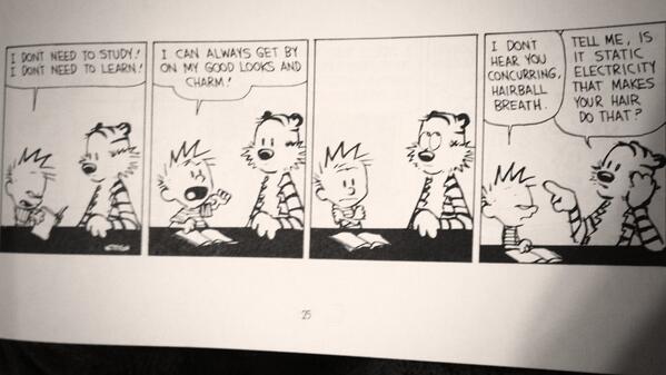 ravendelamuerte's tweet image. If you find yourself identifying with Calvin before a test, you have a problem #senioritis #apeuroproblems