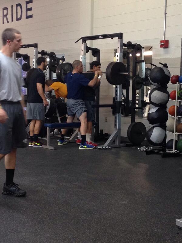 Still going heavy in-season. Box squat to fire up the nervous system; not fry it