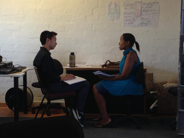 One of our volunteers conducting a mock interview with the Fit For Life group! #jobtraining #fitforlife #fitforwork