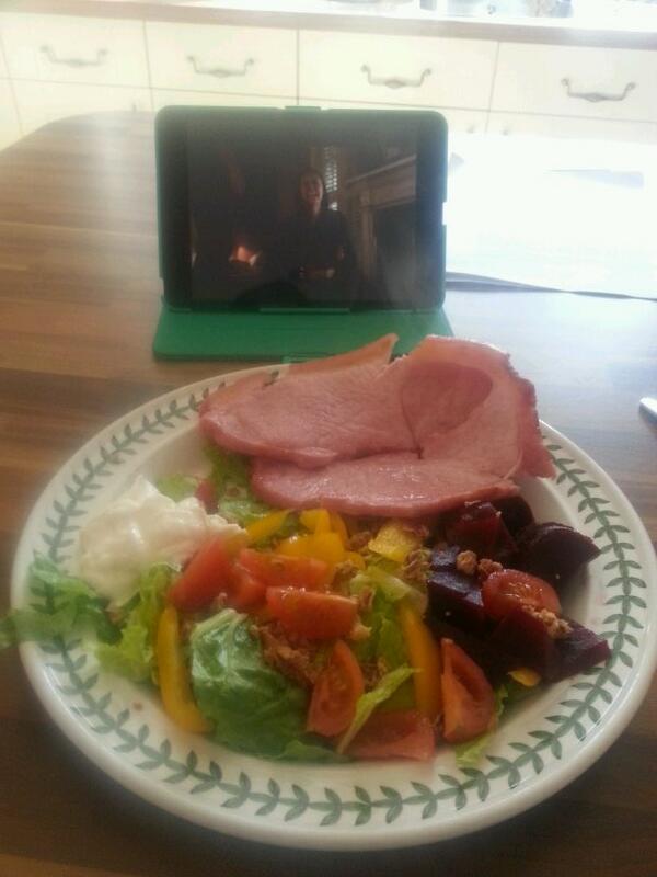 Gammon salad &amp; vampire diaries.  Happy Monday :) :)