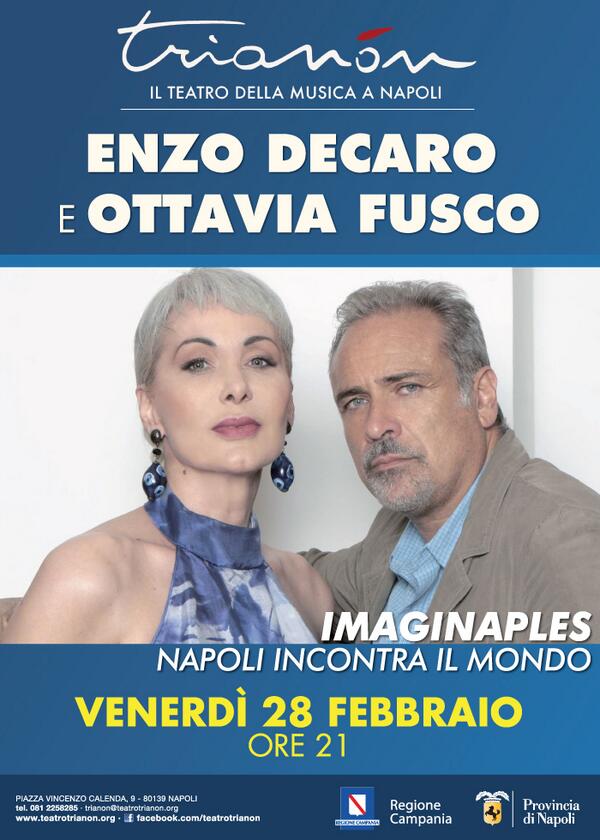 TTrianon's tweet photo. Venerdì 28 febbraio Enzo Decaro e Ottavia Piccolo protagonisti di "ImagiNaples-Napoli incontra il mondo" http://t.co/VmyrIU9rfH
