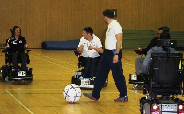 #CoachEducationWeek ended yesterday - at Woodside Leisure, WFA tutors Sam and Adam took Coaching Powerchair Football