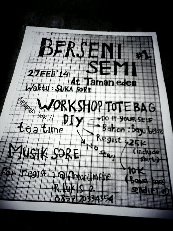 mirsemir's tweet photo. Workshop bikin tas dari kaos bekas sambil ngeteh kamis sore di taman eden maranatha ayook join! Ada lapakan jugaloh! http://t.co/NO2IzVbKEG