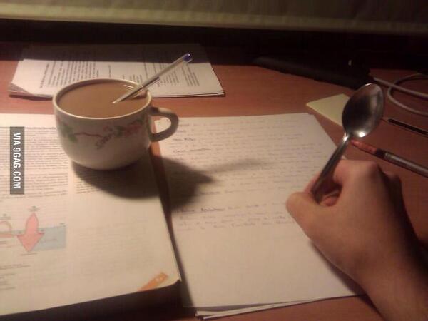 9GAG's tweet photo. Doing homework at 3 a.m. http://t.co/JjaAtscRW9 http://t.co/C7ypIkI38U