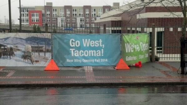 tourismpro's tweet photo. Construction sign at @TacomaArtMuseum   @GoWestSummit  #GWS14 http://t.co/Us2mzjhdJM