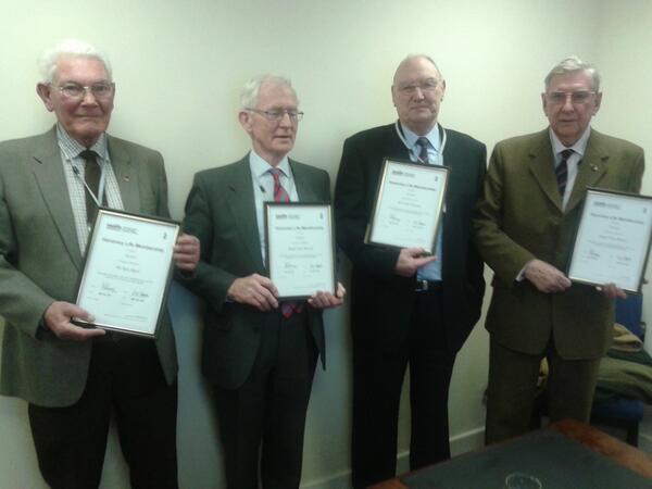 111 years of volunteering marked by Durham  Branch Life Membership for Ron Reed Ian Murray Tony Booth Colin Watson