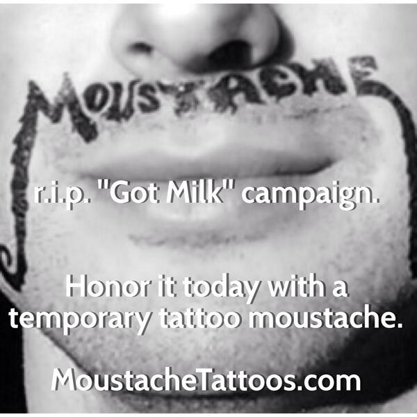 StacheToos's tweet image. No more #gotmilk campaign? Honor it with a temporary #tattoo #milk #mustache tattooforaweek.com/en/Moustaches-… @Tattooforaweek