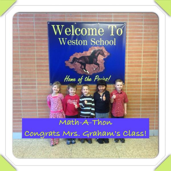 WestonSchool1's tweet photo. Math-A-Thon 2014! Congrats to @Hgraham4's class! @vrcarreira87 http://t.co/otUtZQRdT3