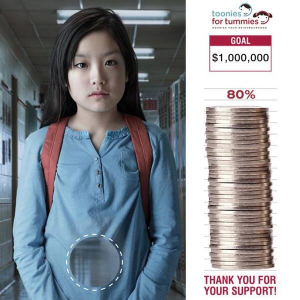 We've raised $800K so far with @Toonies4Tummies! Have a toonie you don't mind parting with? http://t.co/kJU88Y6e17 http://t.co/51aVjiigDs