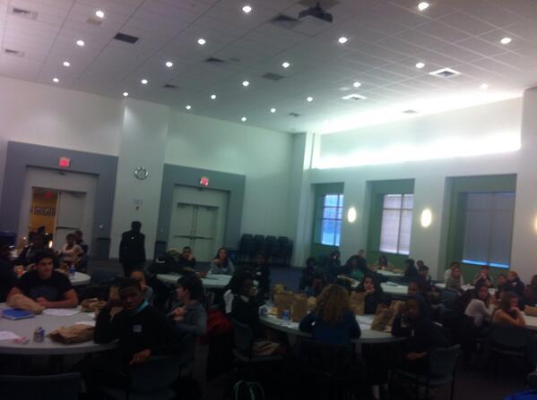 Students interacting with different students about their school. They have a lot to say!