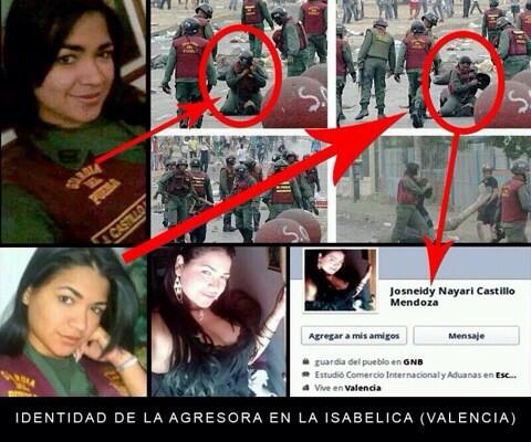 Venezuelalucha's tweet photo. Se encontró la identidad de la GN que agredió a la chica en la Isabelita Valencia http://t.co/1IYnarmbQF