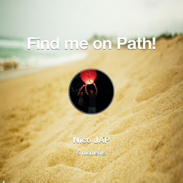 NicoJAP's tweet photo. Find me on #Path now! Go to: http://t.co/nzi1P3knOw! #thepersonalnetwork http://t.co/Orv7m9ZPD1