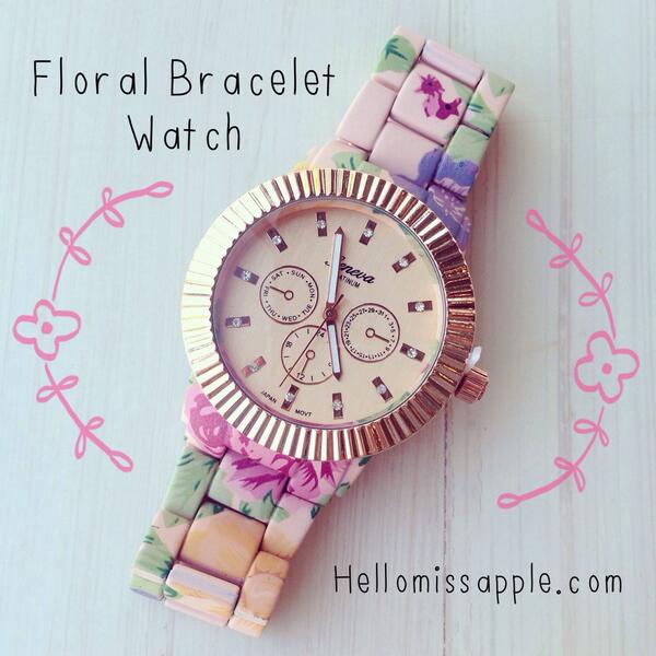 hellomissapple's tweet photo. http://t.co/pSoAECVAXC. Floral Bracelet Watch from #hellomissapple #accessories #fashion #watch http://t.co/vv7Bexhf1Y