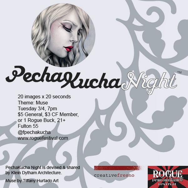 fpechakucha's tweet photo. PechaKucha Night Fresno approaches. 7pm 3/4, with @RogueFestival at @55Fulton on the theme: Muse http://t.co/qpCjVkdIHo