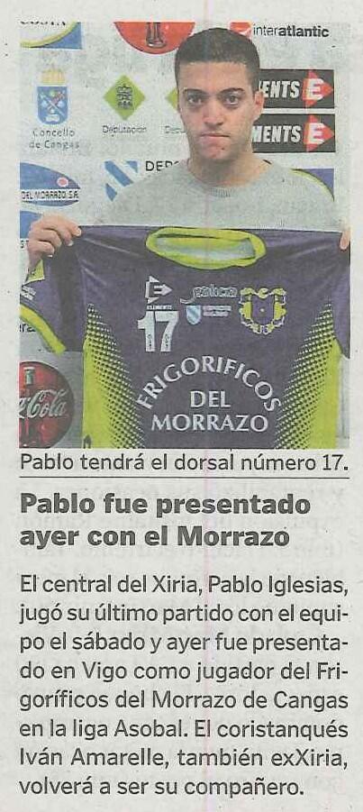 Pablo fue presentado ayer con el Morrazo. La Voz de Galicia